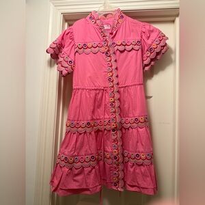 CeliaB Pink Dress with Multicolor Trim